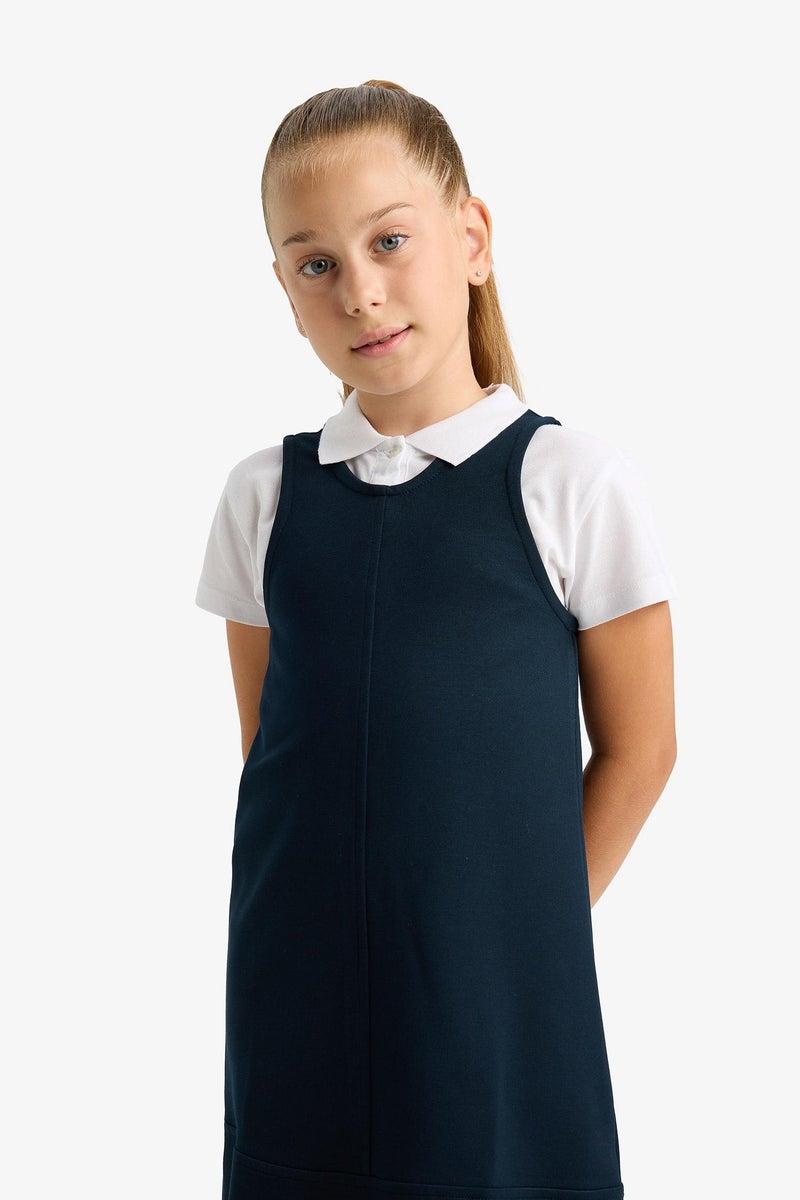 ديفاكتو فستان بناتي جيرسي بحمالات وقصة عادية - Image 5